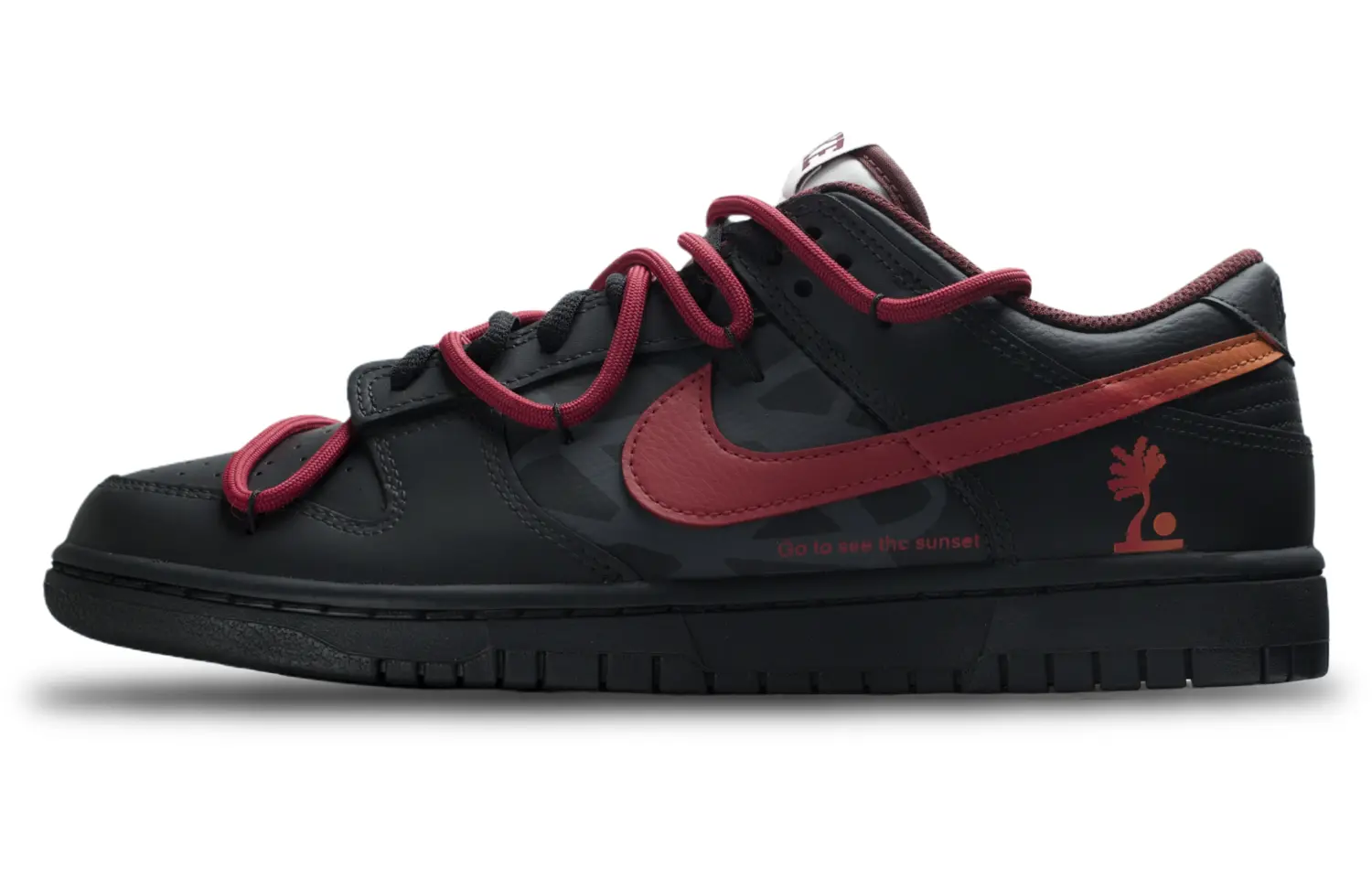 

Кроссовки Nike Dunk Skateboarding Shoes Men Low-top Black/red/orange, черный/красный/оранжевый