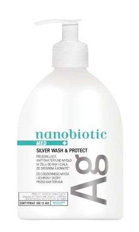 Антибактериальное мыло для рук Nanobiotic Wash&Protect Mydło w Żelu Do Rąk i Ciała Ze Srebrem Axonnite, 500 мл