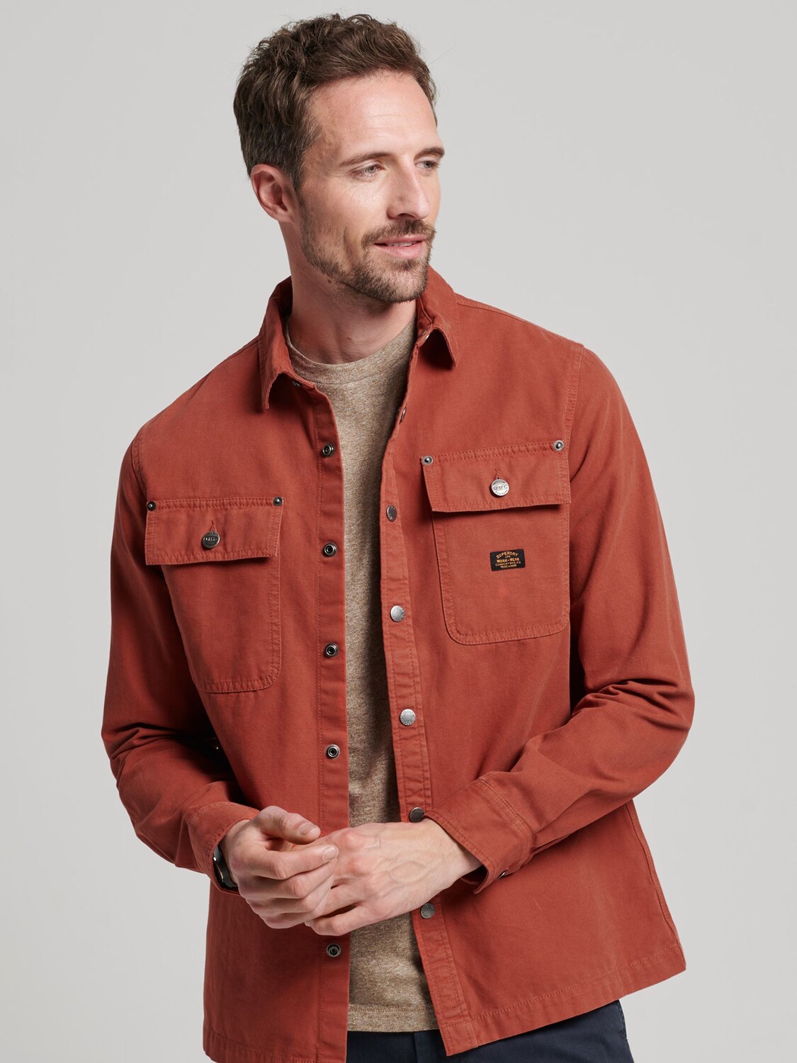 

Холщовая рубашка Superdry, корица коричневая