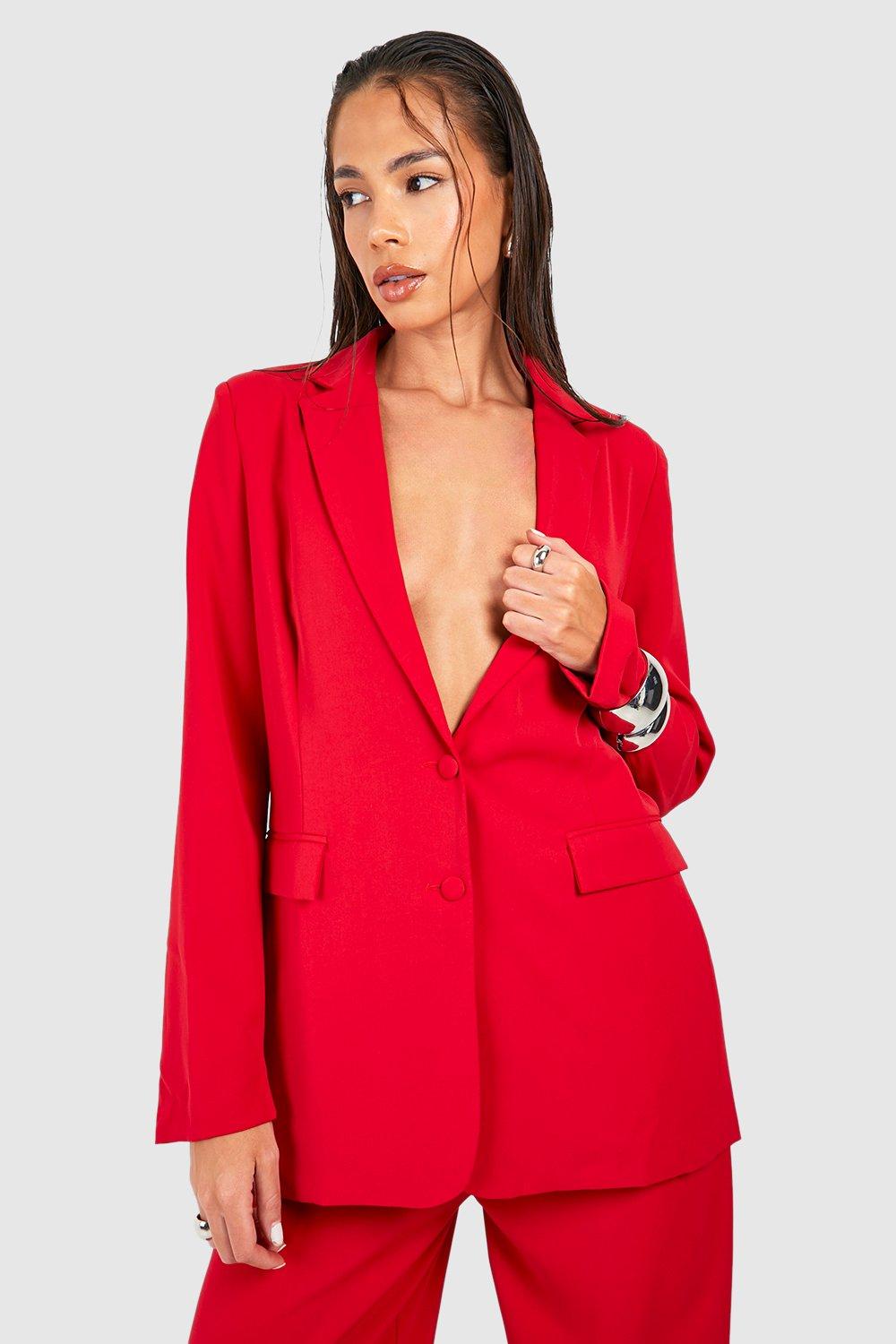 Приталенный пиджак свободного кроя boohoo, красный
