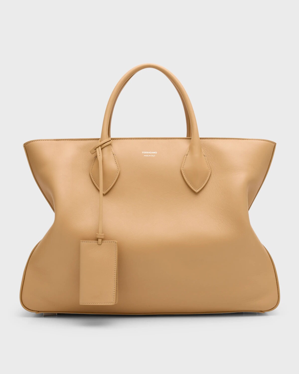 

Мужская кожаная большая сумка со звездами Ferragamo, цвет Light Came