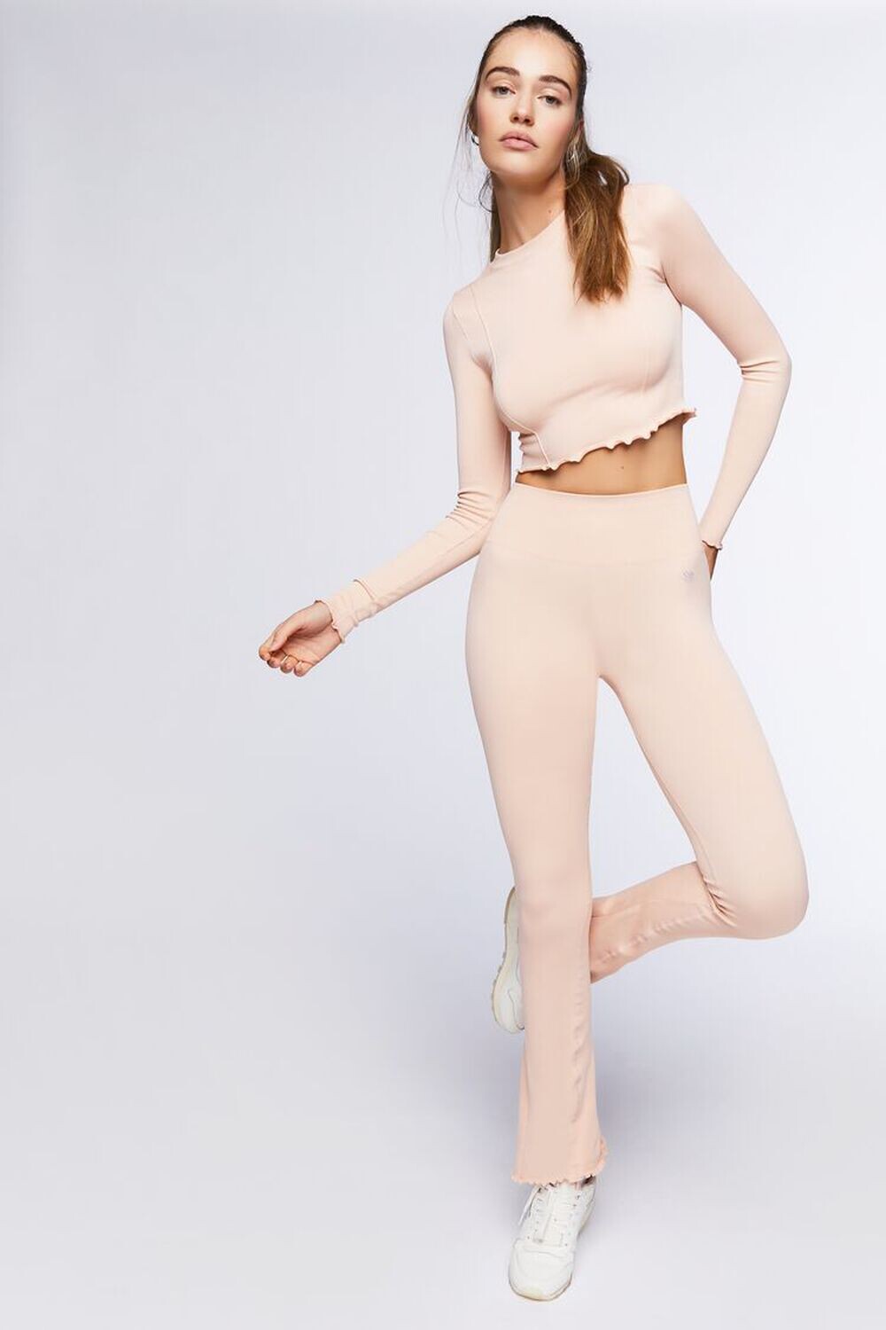 

Бесшовные расклешенные леггинсы Active с салатовыми краями Forever 21, краски