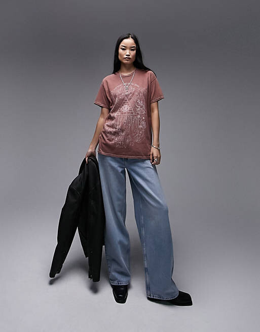 

Розовая мистическая объемная футболка с изображением Topshop Pink Floyd