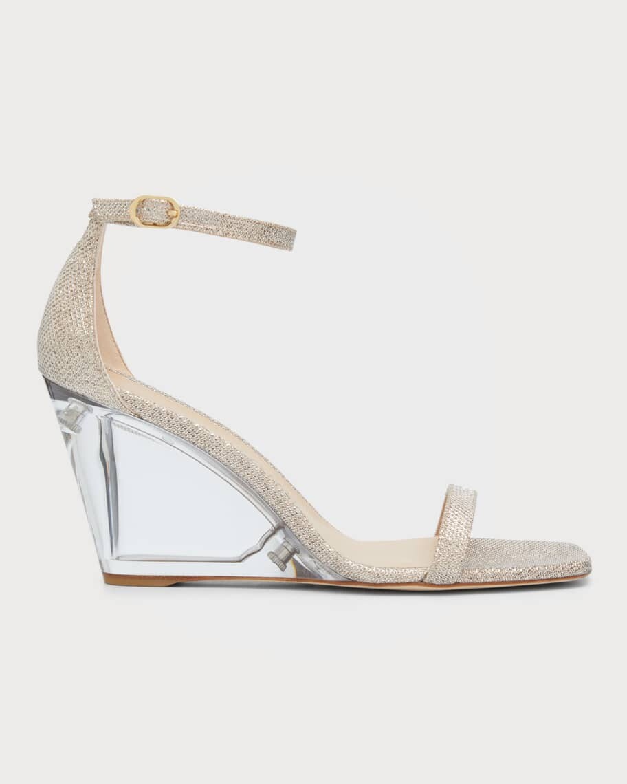 

Босоножки Nudistlucite с эффектом металлик и прозрачной танкеткой Stuart Weitzman