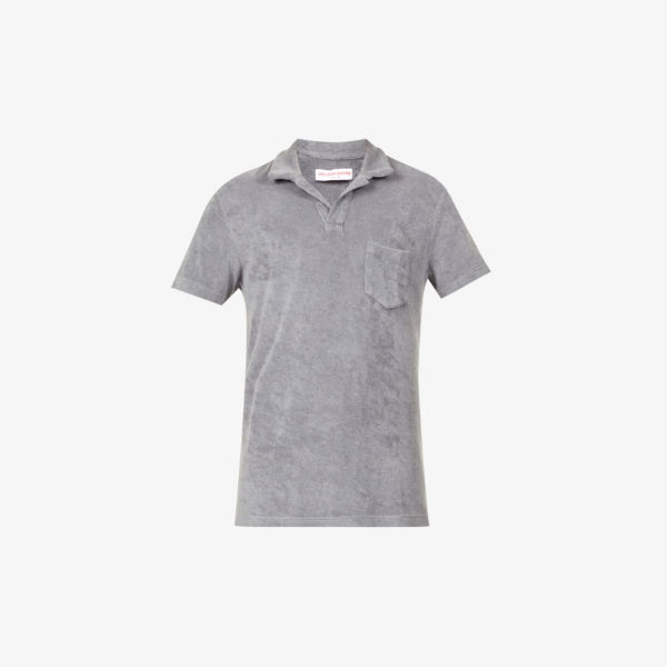 Рубашка-поло свободного кроя из хлопка с фирменной биркой Terry Orlebar Brown, цвет granite