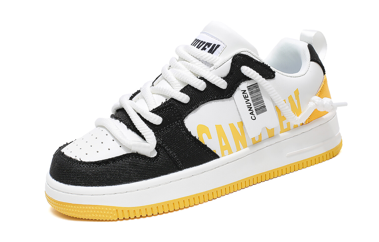 

Кроссовки CANUVEN Skateboarding Shoes Unisex Low-top, белый/желтый
