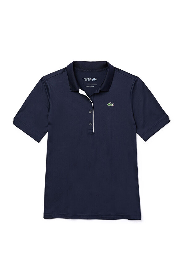 

Спортивная приталенная темно-синяя женская футболка-поло Lacoste, Синий