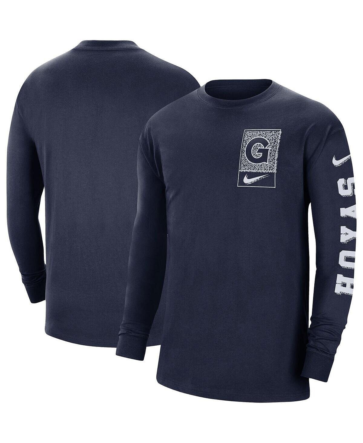 

Мужская темно-синяя футболка с длинным рукавом Georgetown Hoyas Seasonal Max90 2-Hit Nike, Синий