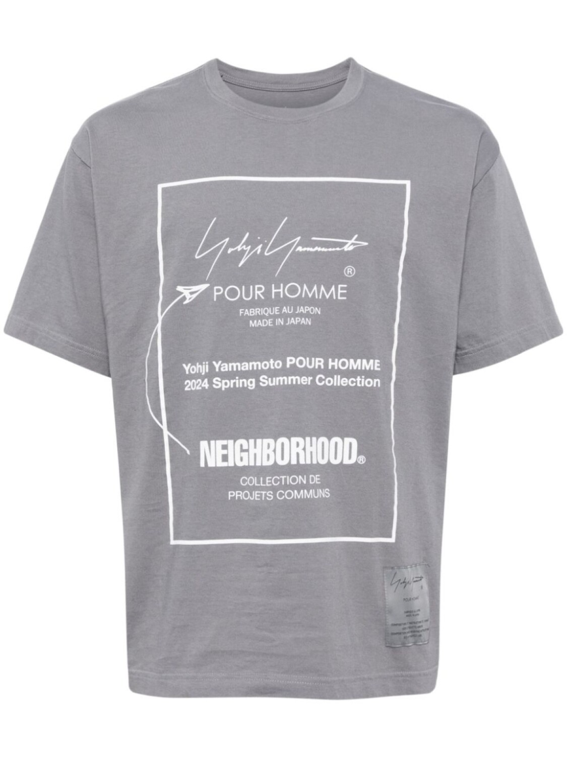 

Yohji Yamamoto футболка с логотипом из коллаборации с Neighborhood, серый