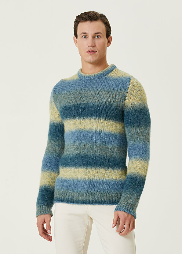 Жаккардовый свитер в синюю полоску Sandro только свитер крючком в бело синюю полоску only