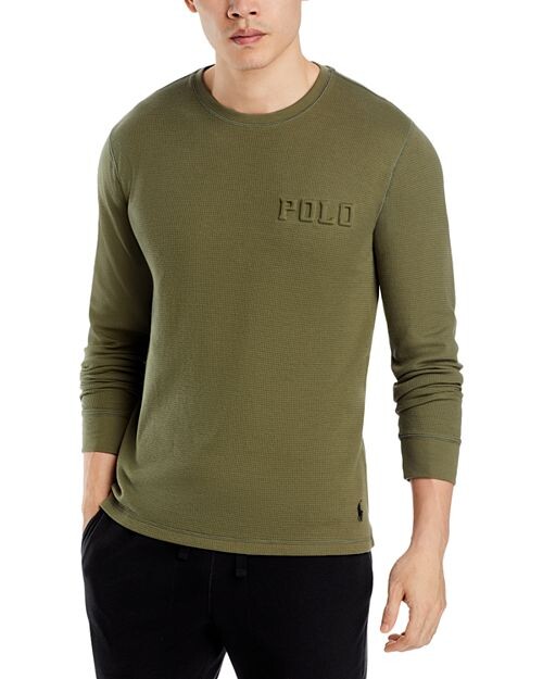 

Пижамная рубашка вафельной вязки с длинными рукавами Polo Ralph Lauren, цвет Green