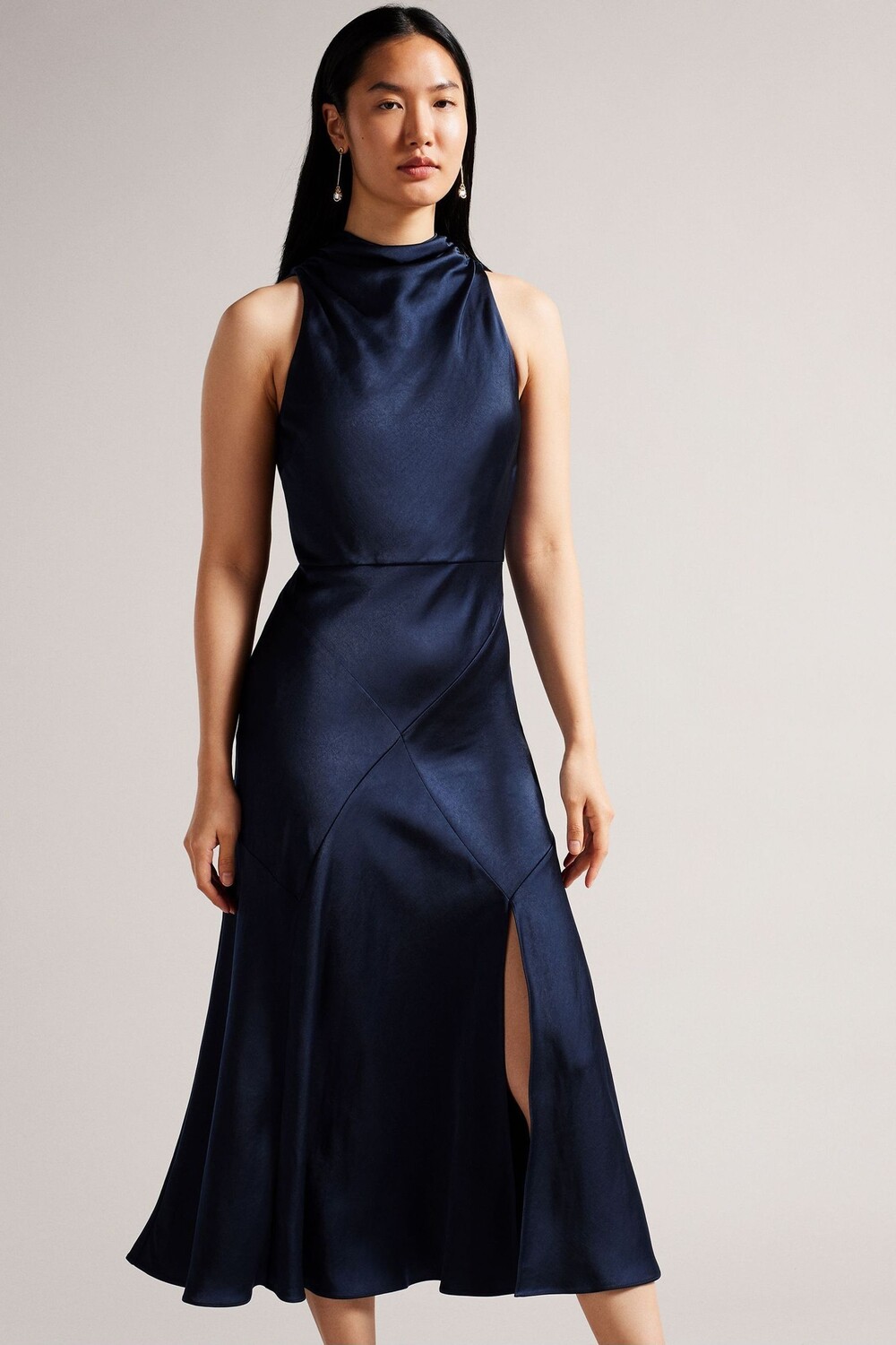 

Синее платье миди Lilymay DK с широким вырезом и вырезами Ted Baker, синий