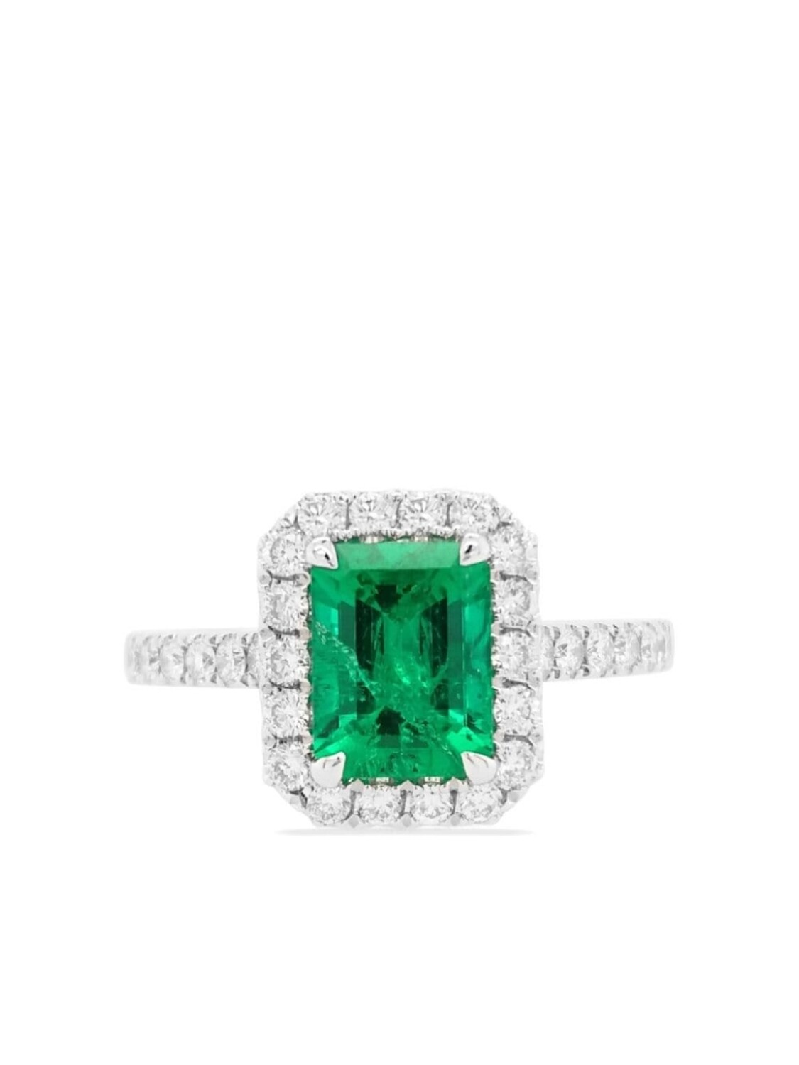 

Платиновое кольцо с изумрудом и бриллиантом HYT Jewelry, серебряный