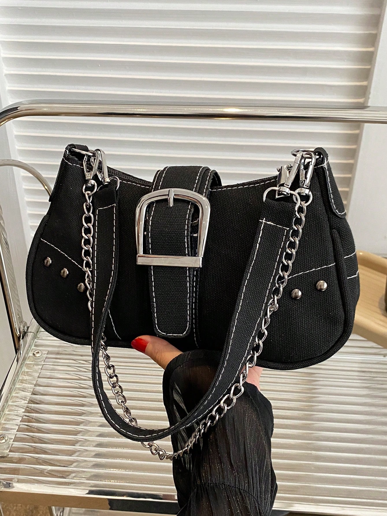Женская сумка на плечо Y2K со звездным узором, черный