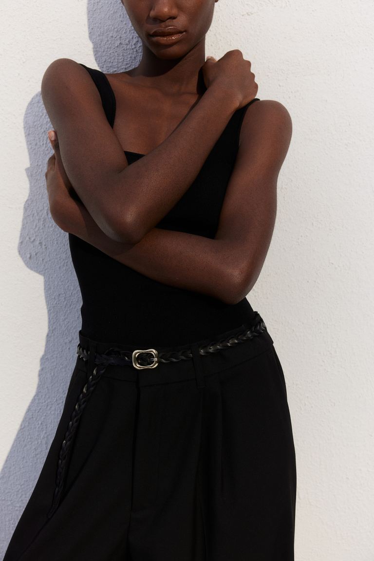 Плетеный кожаный ремень H&M, черный плетеный браслет размер 60 см размер m диаметр 5 5 см черный