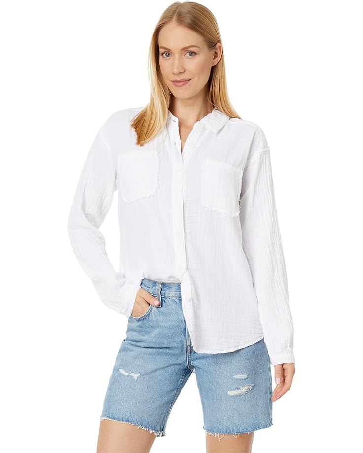 Рубашка Mod-o-doc Double Layer Gauze Long Sleeve Flowy Button-Up, белый