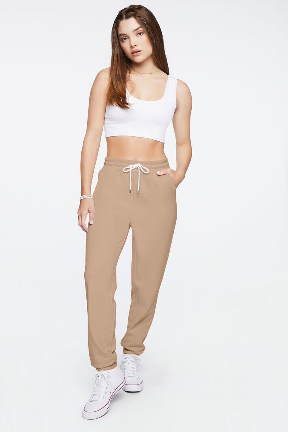 

Флисовые джоггеры на шнурке Forever 21, коричневый
