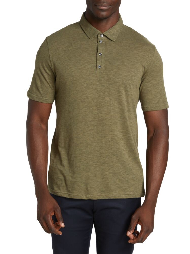 

Меланжевая рубашка поло приталенного кроя Saks Fifth Avenue, цвет Burnt Olive