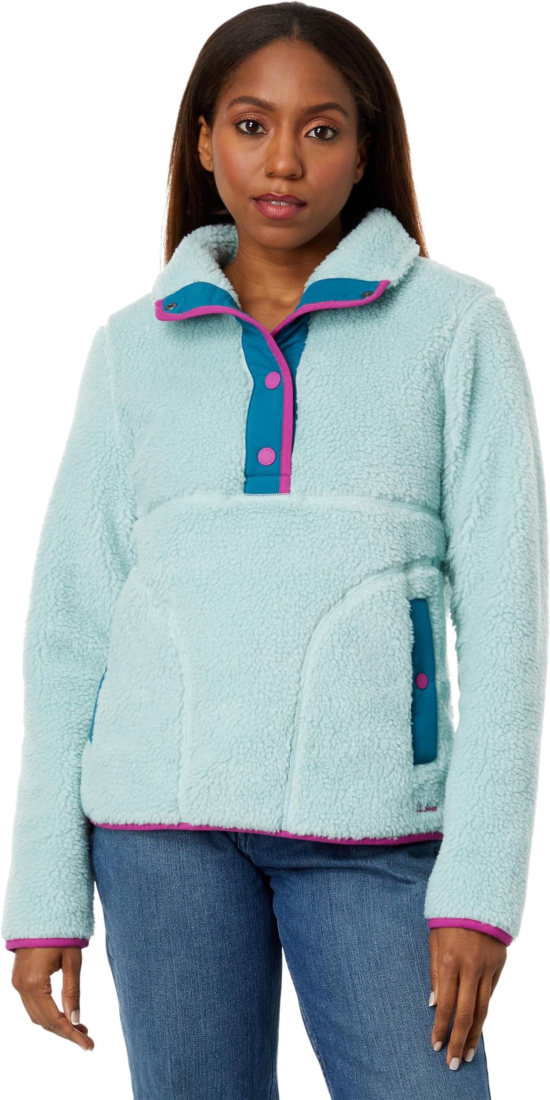 цена Куртка Sherpa Fleece Pullover L.L.Bean, цвет Smoky Blue
