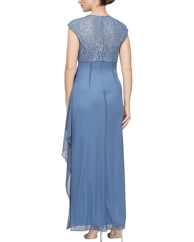 

Платье Alex Evenings Empire Waist Dress with Corded Lace Bodice, цвет Wedgewood