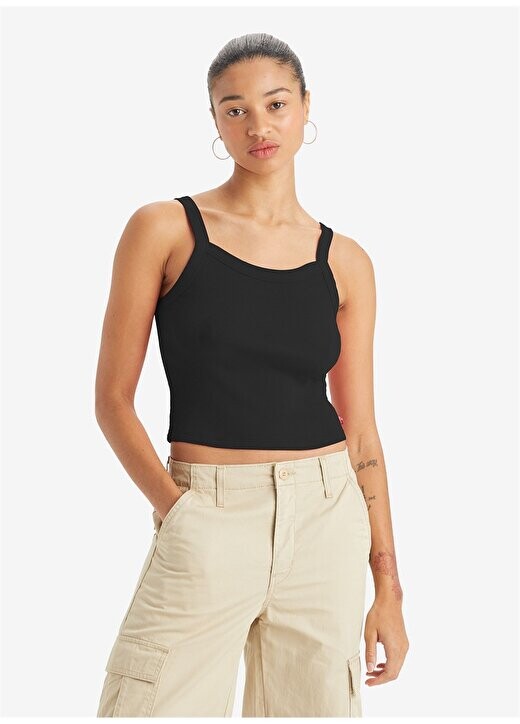 

Однотонная черная женская футболка с круглым вырезом ESSENTIAL SPORTY TANK CAVIAR Levis, черный