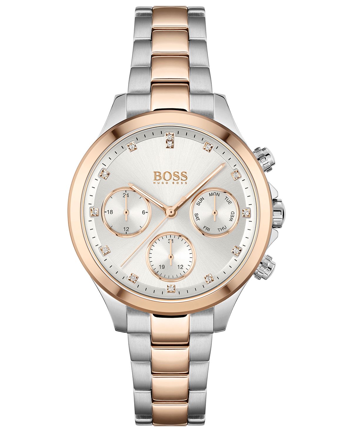 Женские двухцветные часы Hera с браслетом из нержавеющей стали, 38 мм BOSS personalized silver gold rose gold light plated frosted arabic name bangles