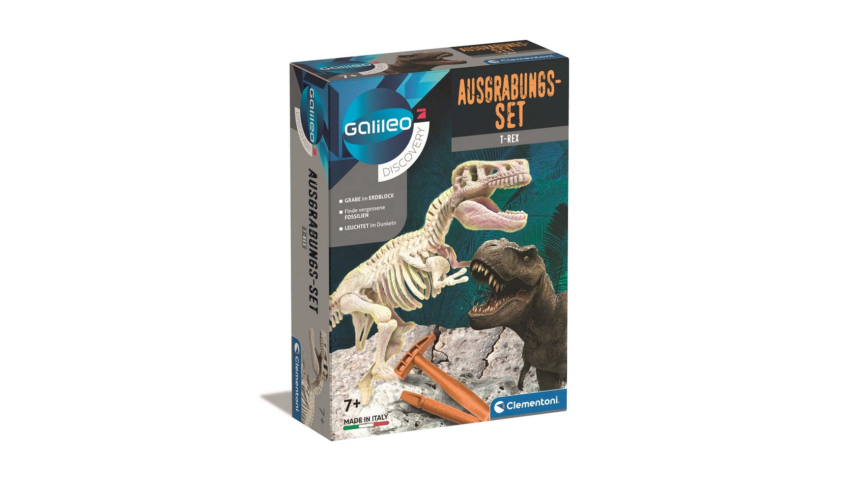 Clementoni Галилео Набор для раскопок флуоресцентный Ти-Рекс набор для раскопок edu toys скелет тираннозавра 1 эксперимент