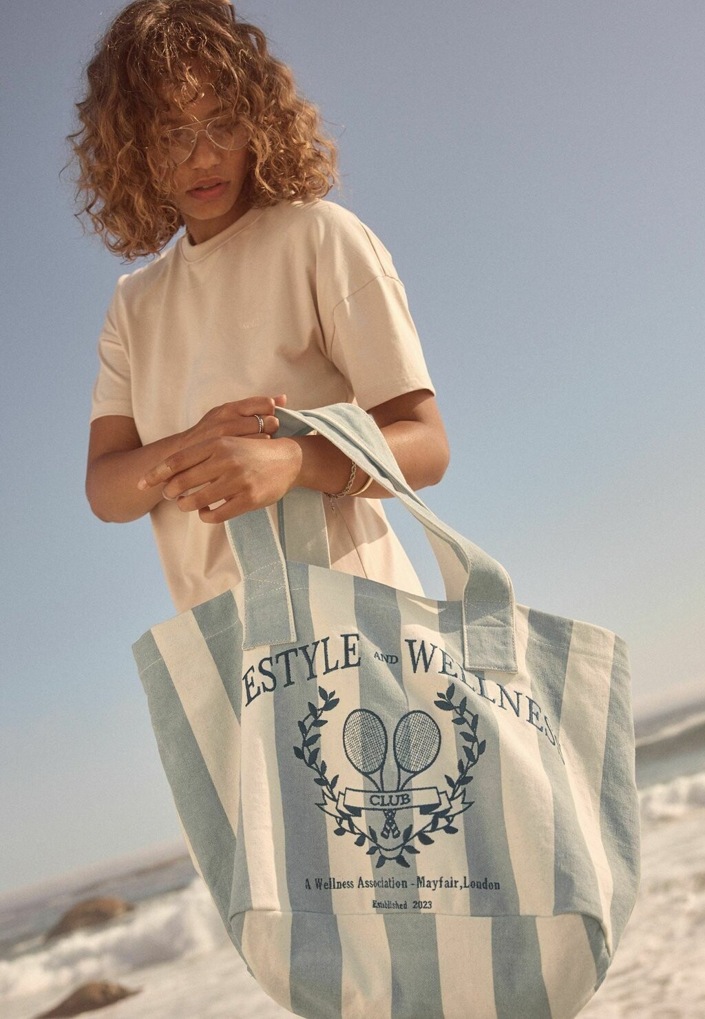 

Сумка-тоут STRIPE SHOPPER REGULAR FIT Self., синий