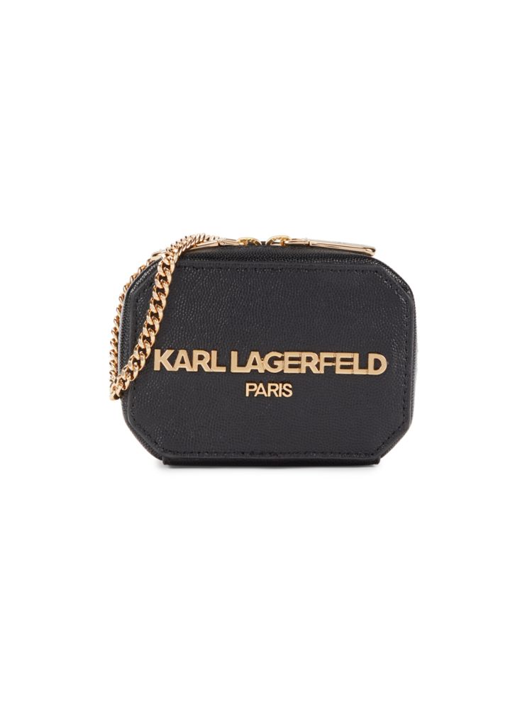 Кожаная сумка через плечо Kosette с логотипом Karl Lagerfeld Paris, цвет Black Gold кожаная мини сумка через плечо kosette karl lagerfeld paris цвет black gold