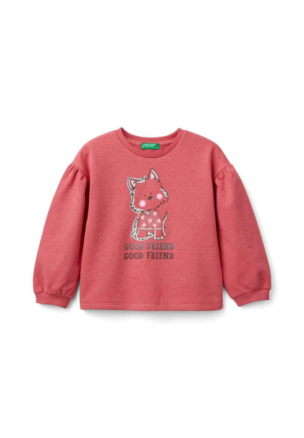 

Толстовка CLOSED SLIGHTLY BALLOON SLEEVES CREW NECK LOGO PRINTED AT CENTRE BACK WATER PRINT WITH GLITTER United Colors of Benetton, розовый
