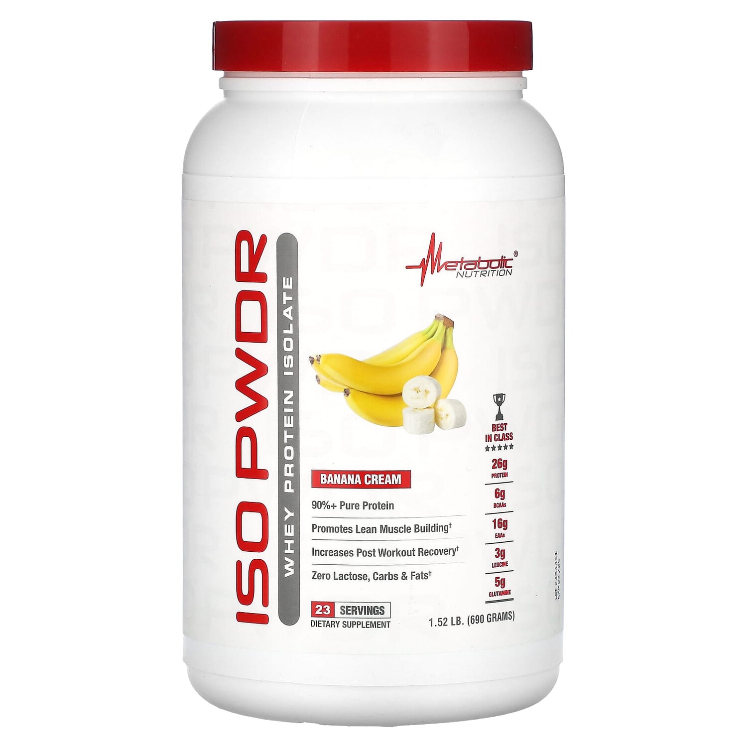 

ISOpwDR, изолят сывороточного протеина, со вкусом бананового крема, 690 г (1,52 фунта), Metabolic Nutrition