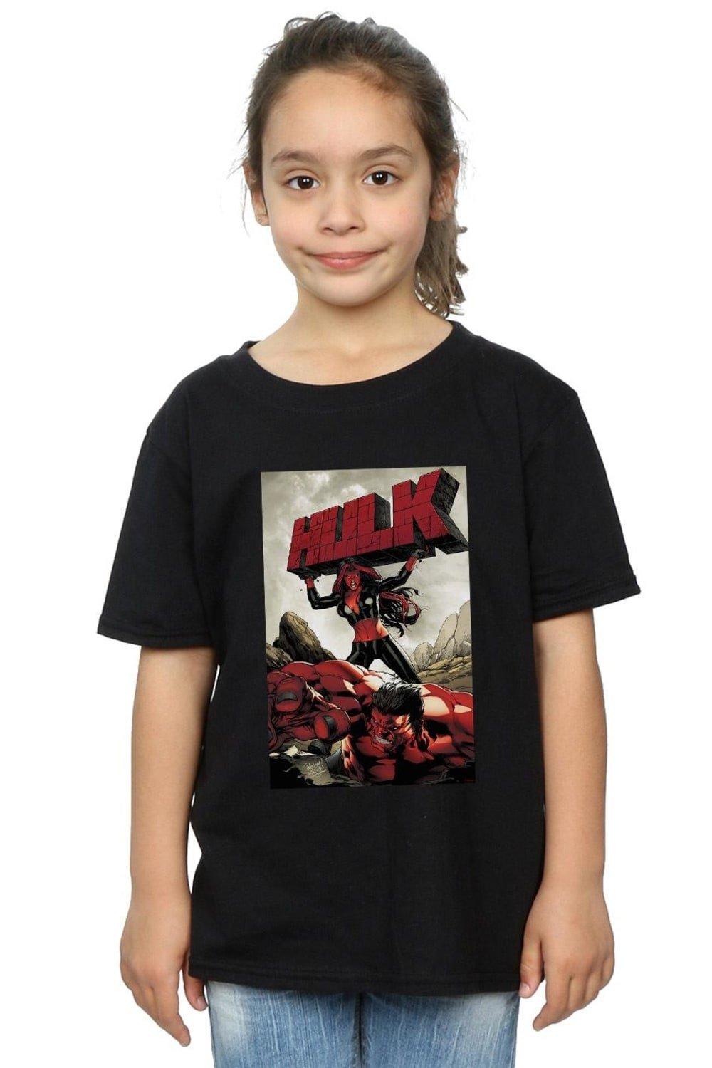 Хлопковая футболка Red Hulk Cover Marvel, черный
