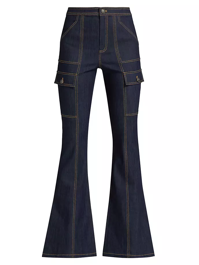 Расклешенные джинсы-карго с высокой посадкой Maurice Cinq À Sept, индиго джинсы francine с высокой посадкой цвета индиго cinq à sept цвет blue