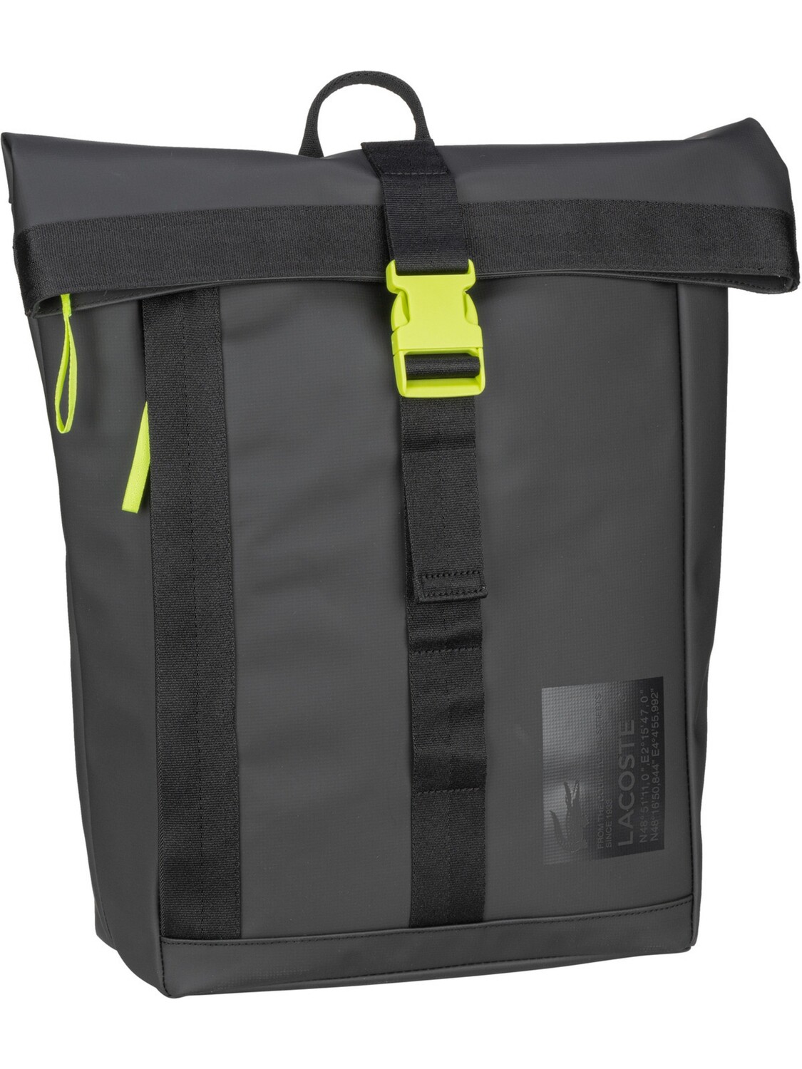 

Рюкзак Lacoste Rolltop Outdoor Croc Sailor Backpack 4037, цвет Black/Lime