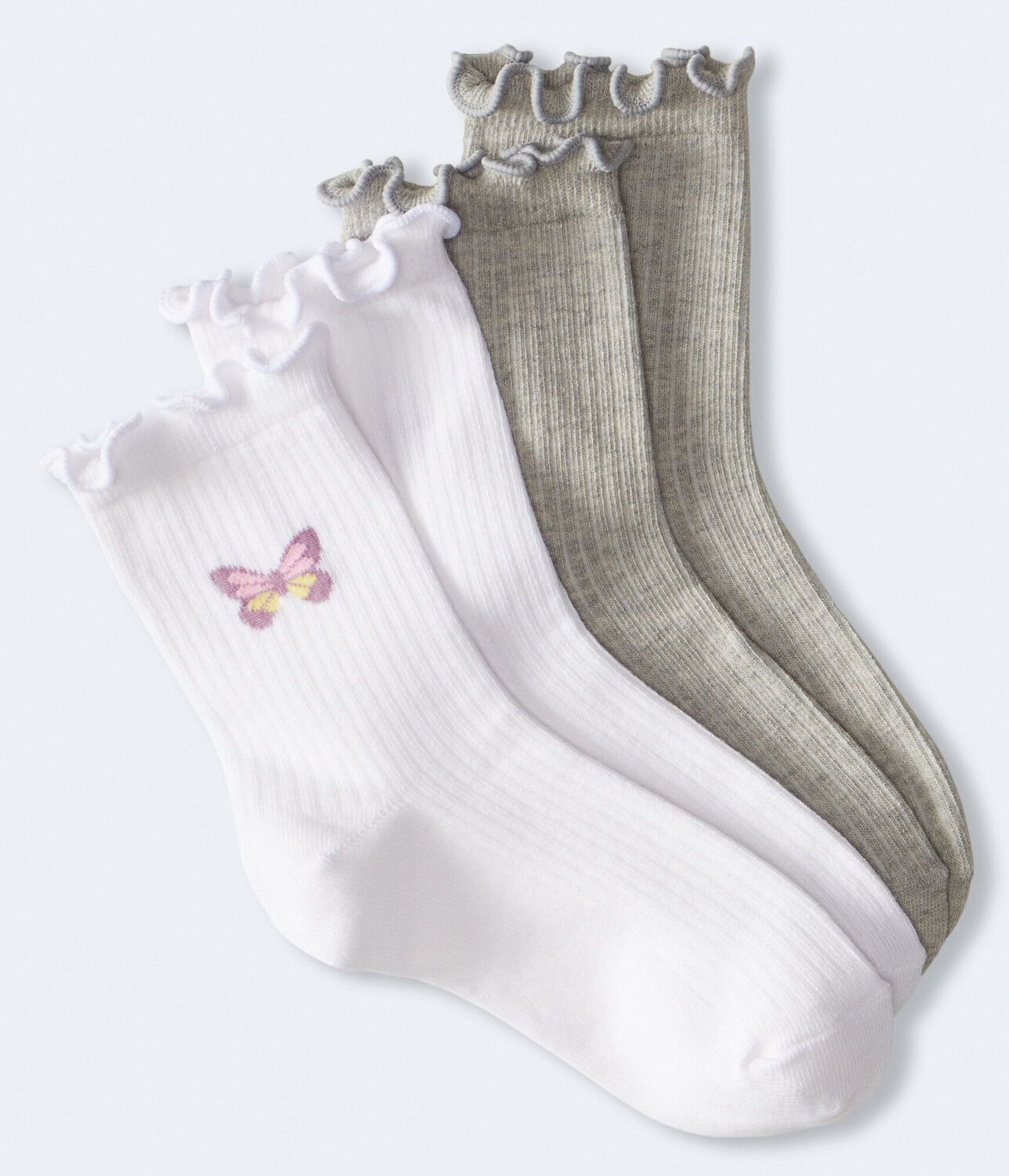 

Комплект носков с отделкой салатом Butterfly, 2 шт. Aeropostale, белый