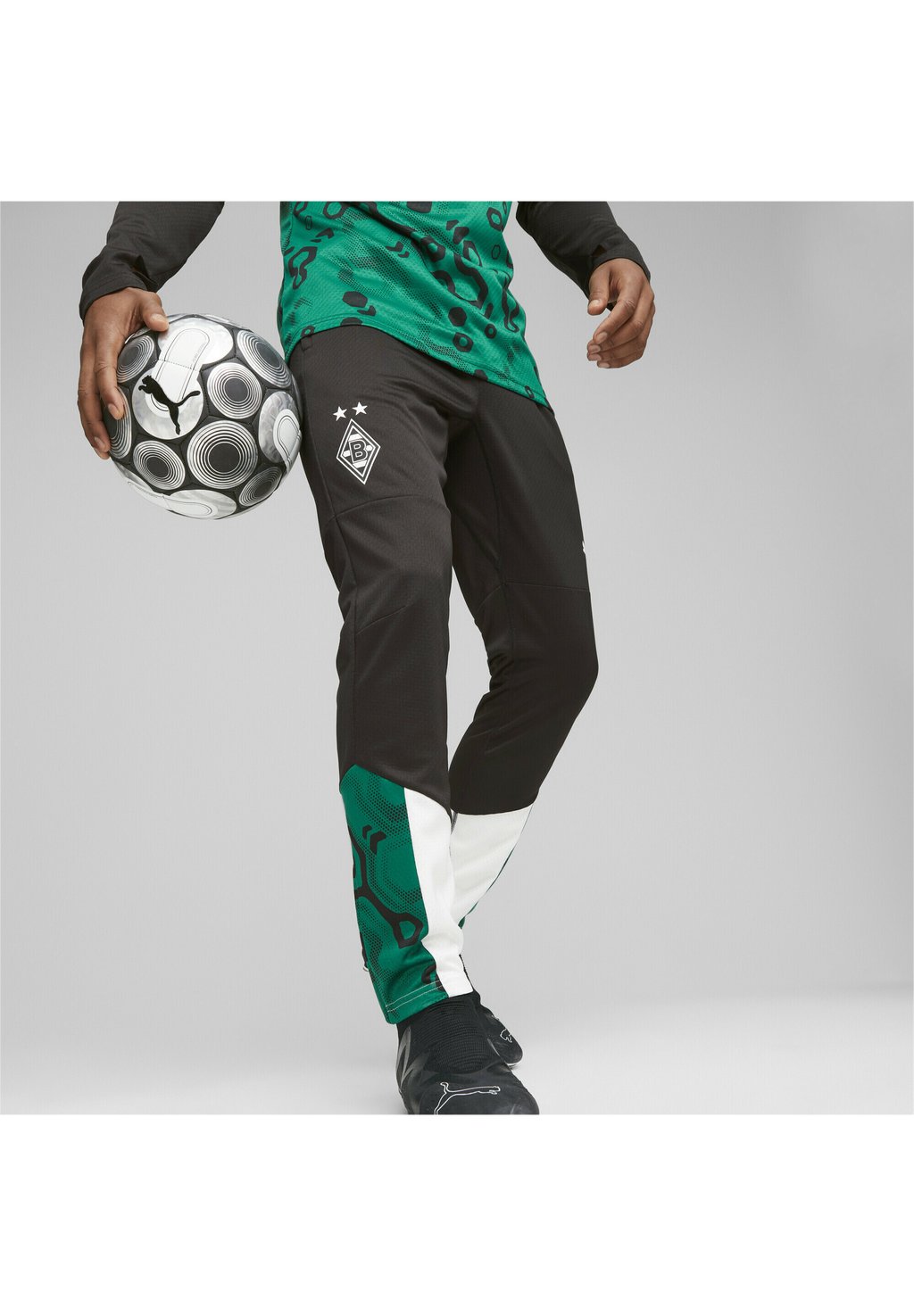 Спортивные брюки BORUSSIA MÖNCHENGLADBACH Puma, зеленый черный цена и фото