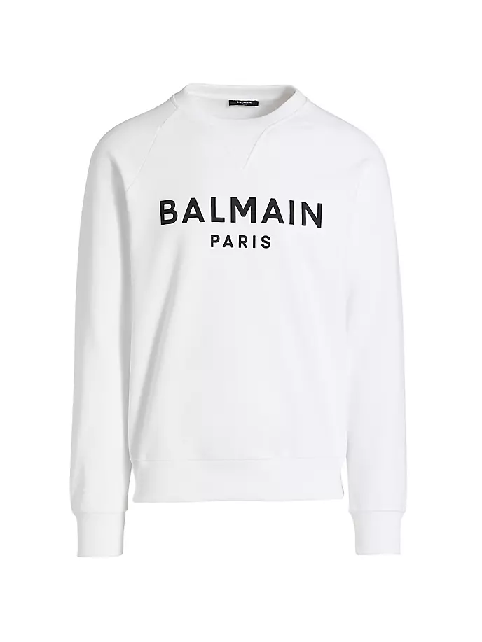 

Хлопковая толстовка с круглым вырезом и логотипом Balmain, белый