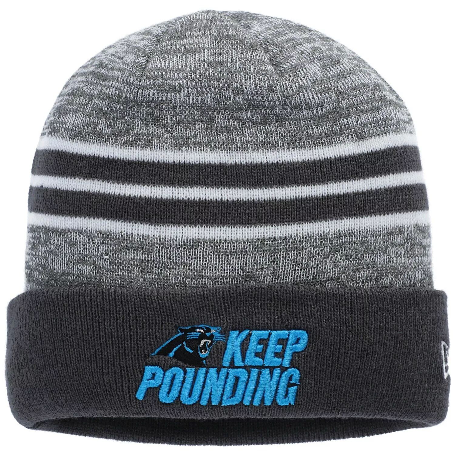 

Мужская серая вязаная шапка New Era Carolina Panthers Keep Pounding с манжетами