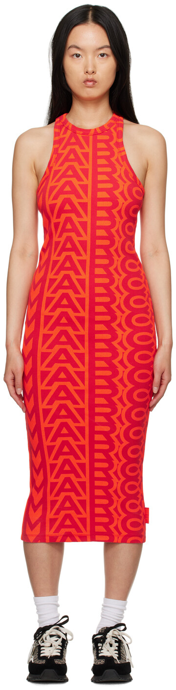 

Красное платье миди 'The Monogram Racer Rib Dress' Marc Jacobs