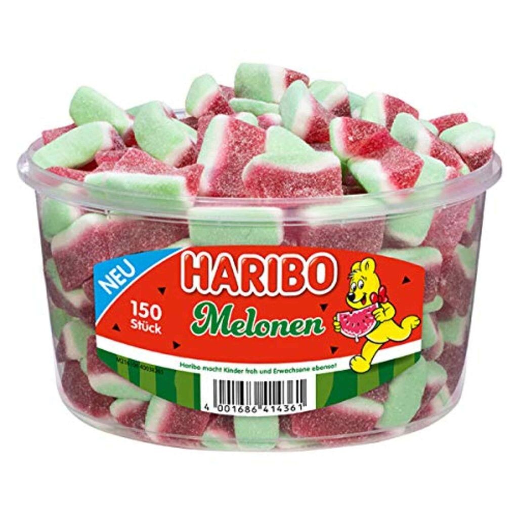 

Haribo дыня фруктовая жевательная резинка со вкусом арбуза кисло-сладкая 1050г