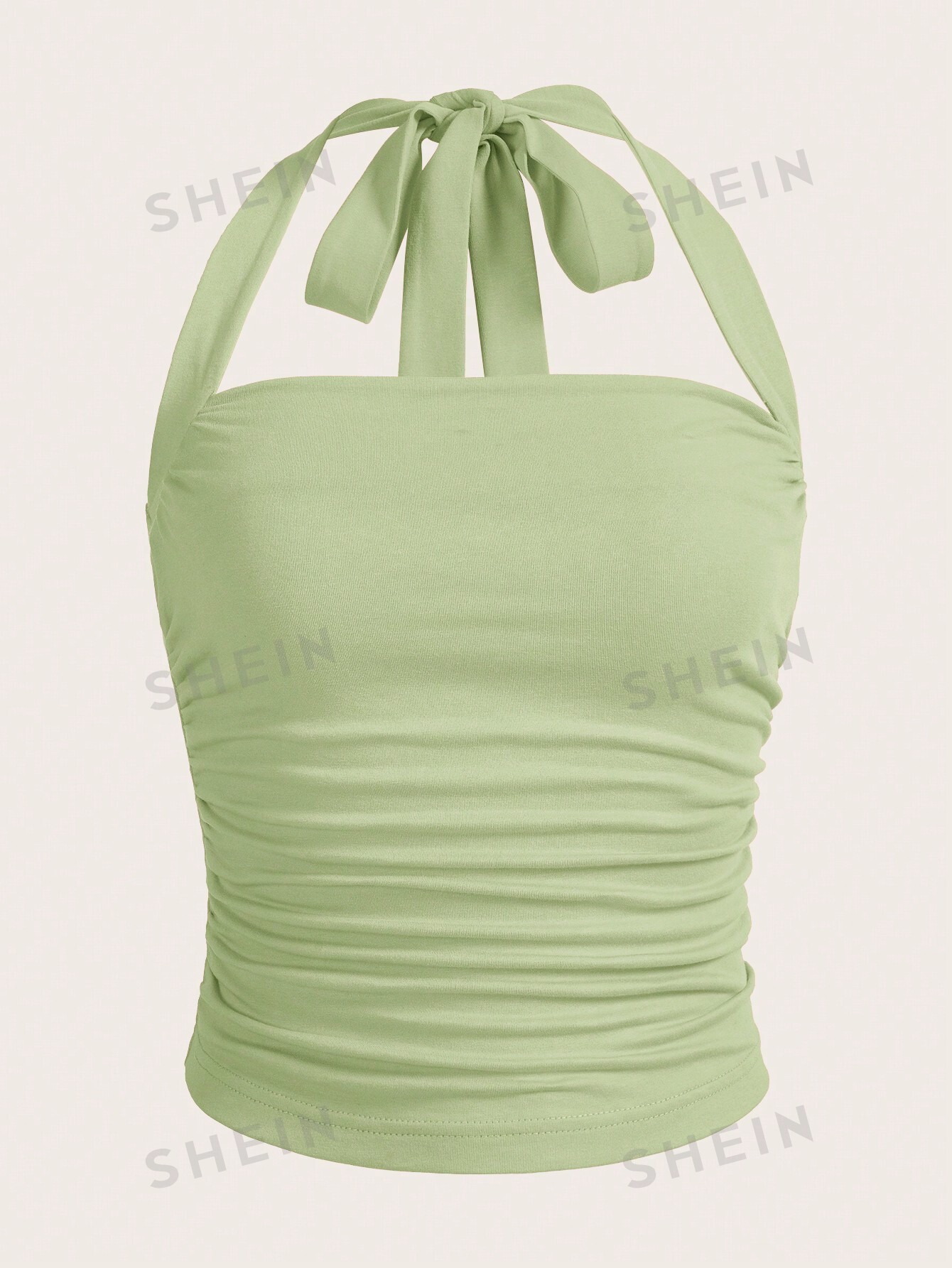 SHEIN EZwear Светло-розовый плиссированный топ с лямкой на шее, мятно-зеленый