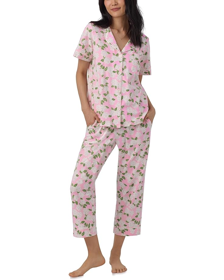 Пижама Bedhead PJs Organic Cotton Classic Cropped, цвет Pink Summer Hydrangea