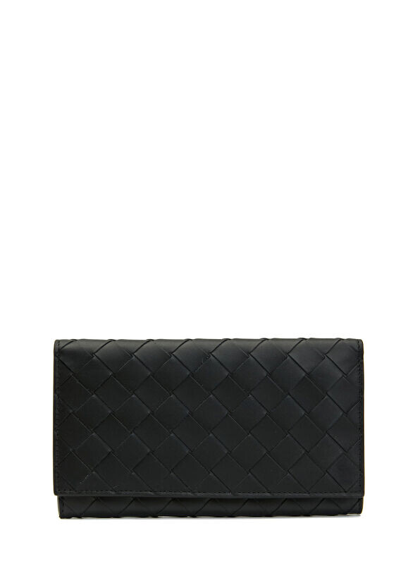 

Вязаный мужской бумажник из фактурной кожи Bottega Veneta, черный