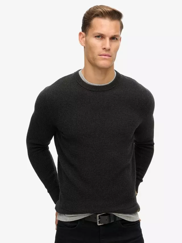 

Джемпер Superdry Textured Crew Knitted, цвет raven/black/heather