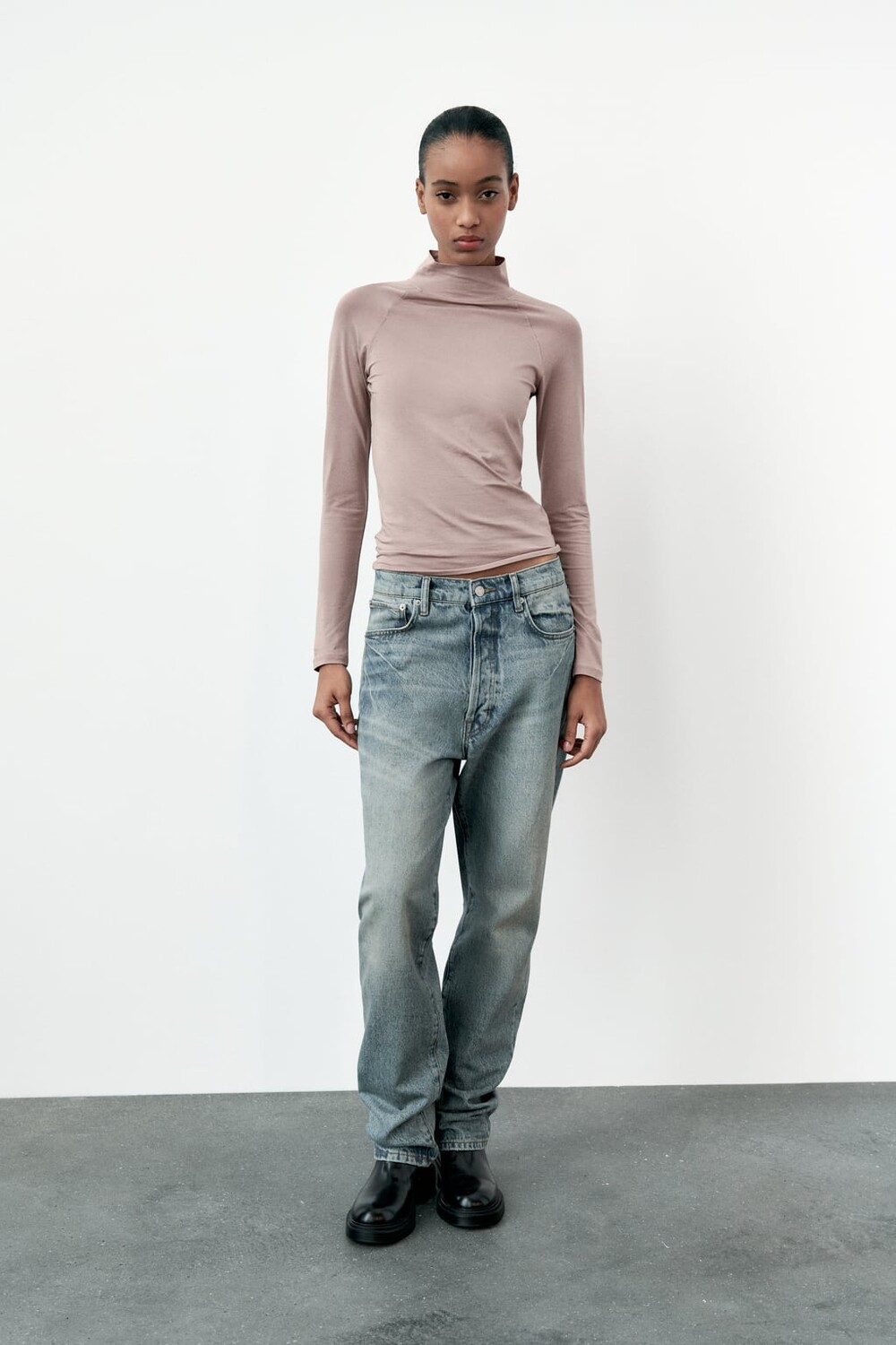 

Топ из мерцеризованного хлопка ZARA, темная норка