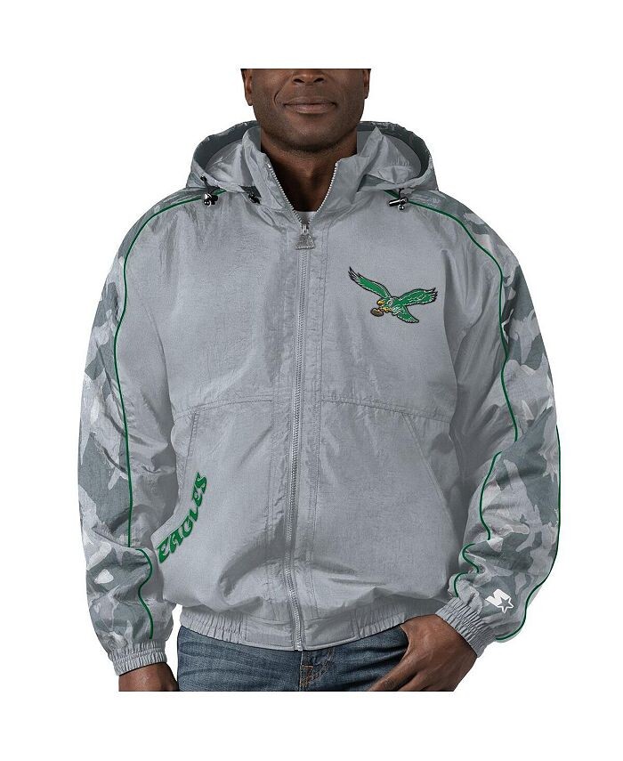 

Мужская серая рваная куртка с молнией во всю длину Philadelphia Eagles Tuesday Night Gridiron Throwback Starter, серый