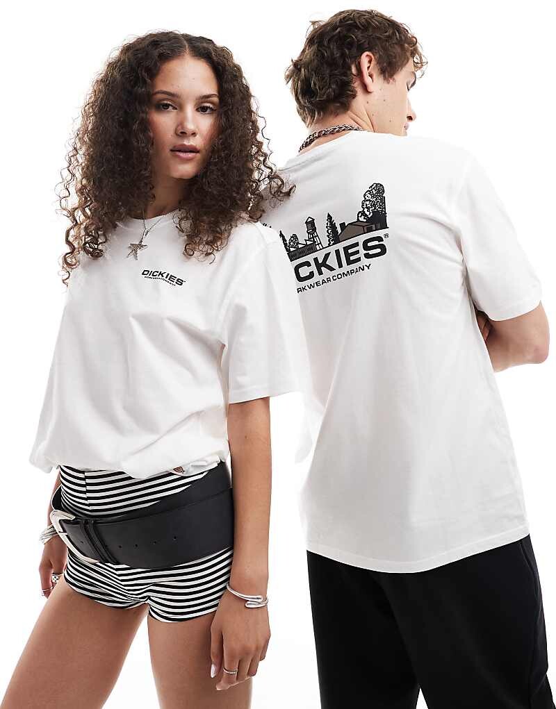 

Белая футболка Dickies – Bridger Town – с принтом на спине
