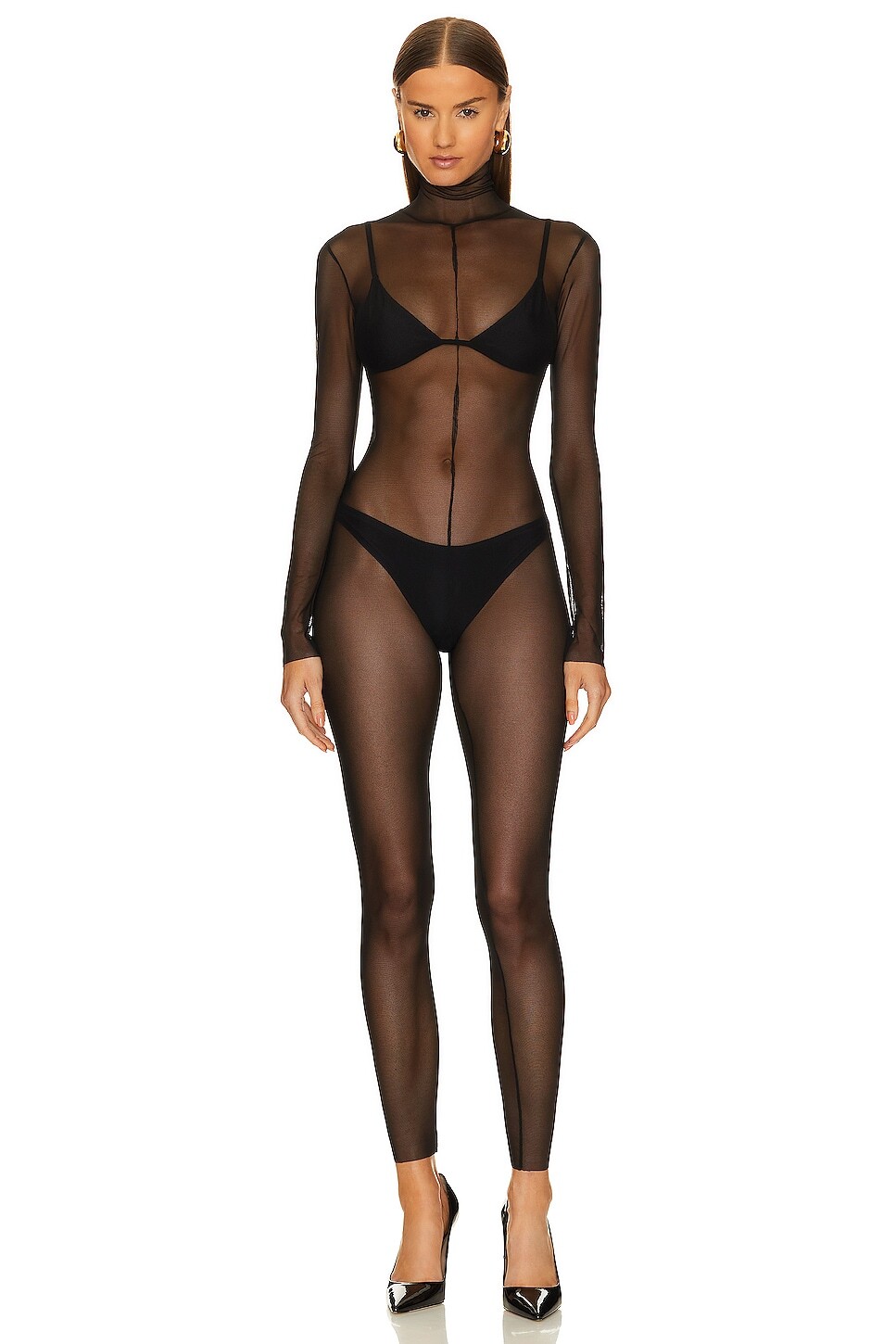 

Комбинезон Norma Kamali Long Sleeve Turtle Catsuit, черный