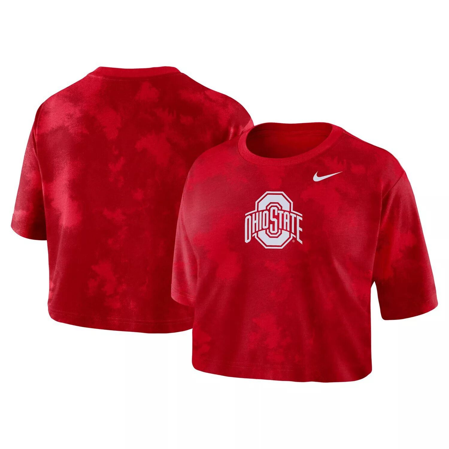 

Женская укороченная футболка Nike Scarlet Ohio State Buckeyes с принтом тай-дай Nike