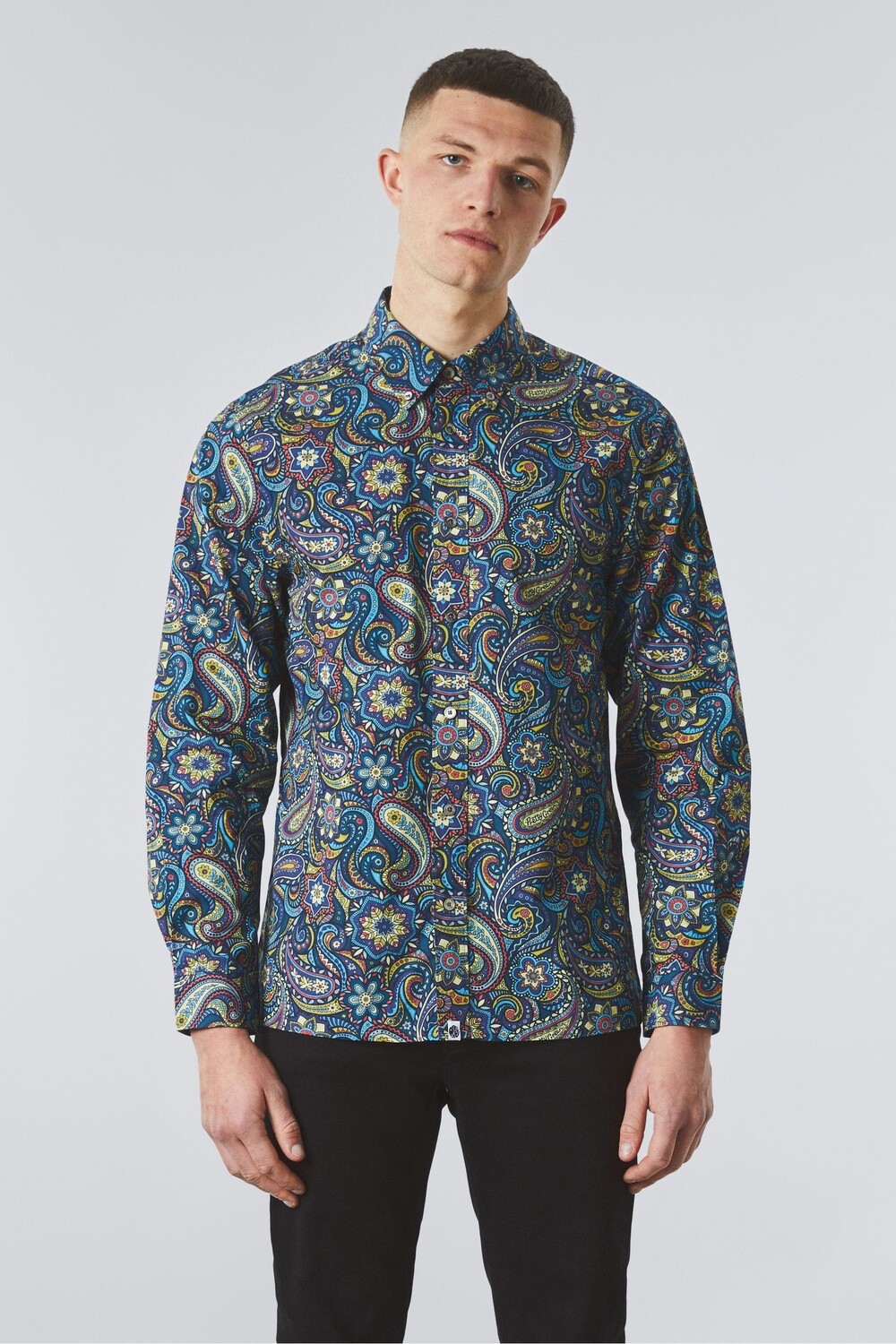 

Синяя рубашка Marriot с узором пейсли Pretty Green, синий